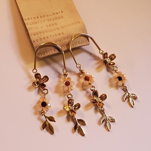 Anthropologie Floral Double-Drop Earrings New with tags attached - No flaws - Picture 8 of 10